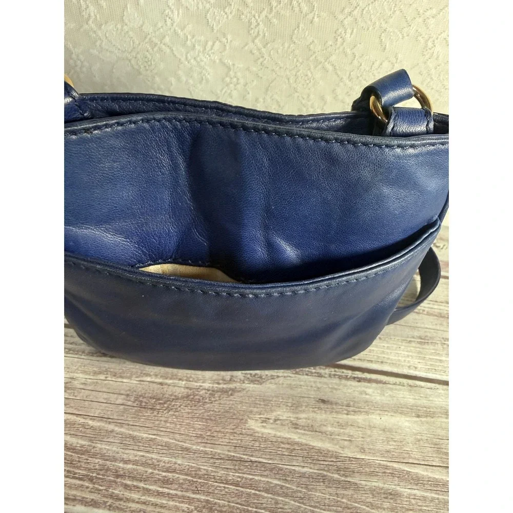 Michael‎ Kors Navy Blue Studded Crossbody Bag Gold Hardware
